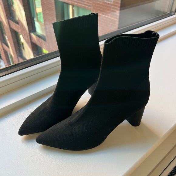 ZARA Women Black Sock Boot Pointed Toe Size 36 / 6 - Picture 1 of 10
